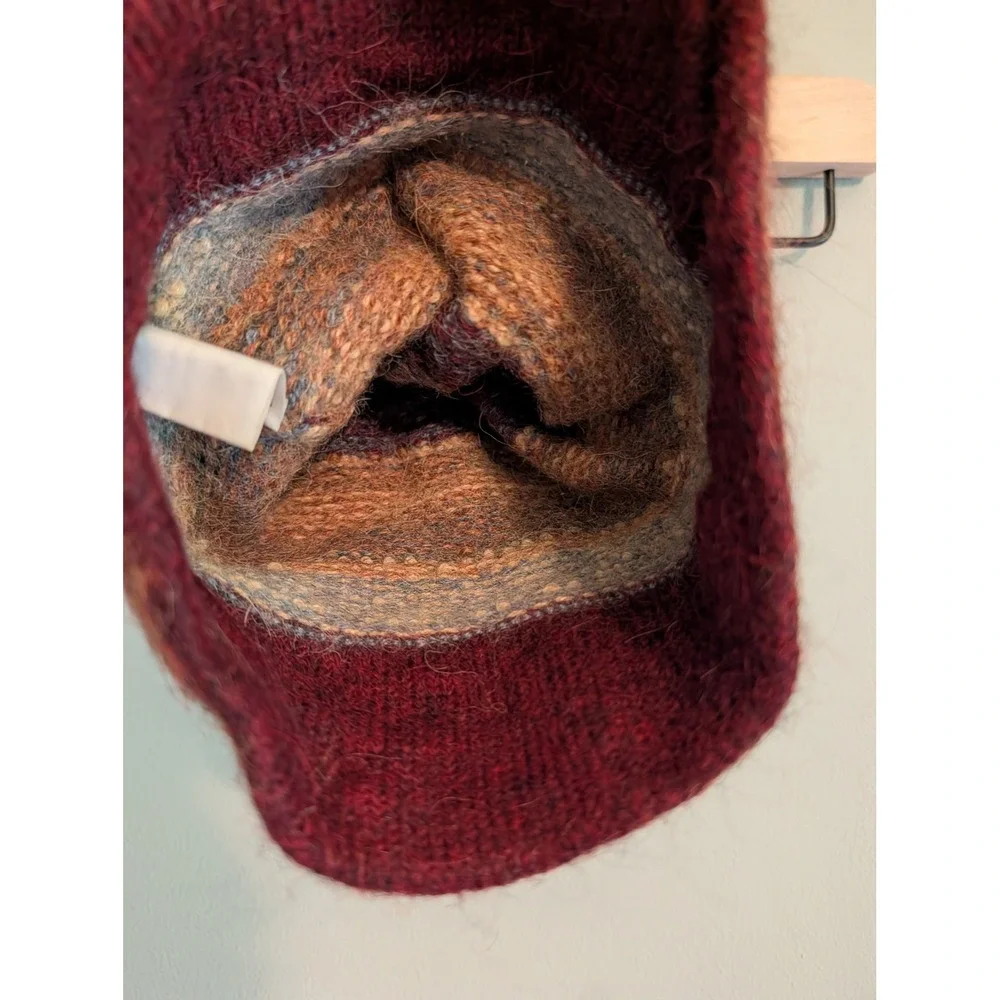 Turtle Fur Kids Alpaca Wool‎ Knit Beanie Hat Striped Burgundy Blue Tassel T1001
